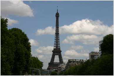 walking towards the Eiffel Tower