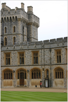 guard marching in courtyard