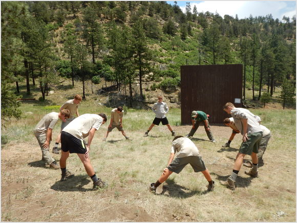 stretching before team-building exercises