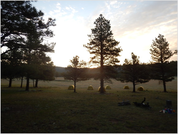 sunrise over camp
