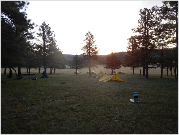 sunrise over camp