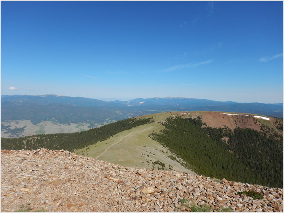 view from atop Mount Baldy of the trail we took down