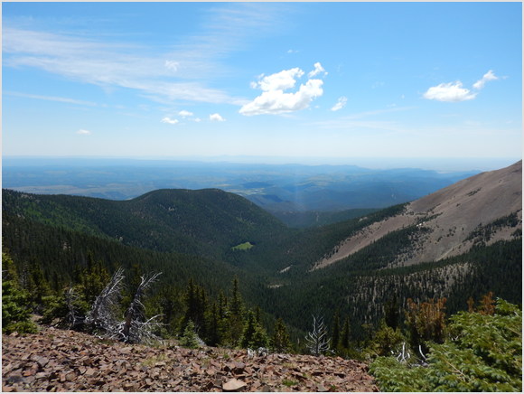 looking down: we're headed for that meadow again